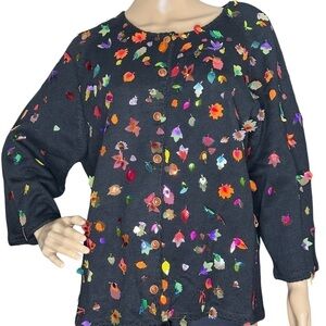 Michael Simon iridescent leaves fall sweater plus 1X
